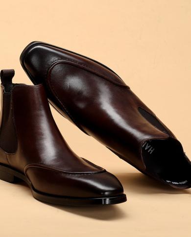 جلد طبيعي أحذية تشيلسي للرجال جلد طبيعي أحذية فاخرة للرجال 2023 رجال جديد