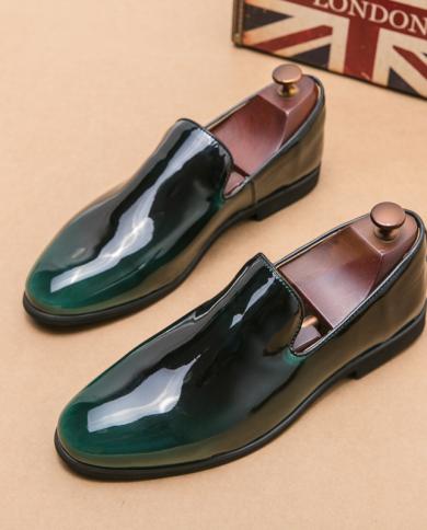 Loafers Men Shoes New Patent Leather Shiny Gradient Simple Slip On Fashion Classic Business Casual Party Daily Dress Sho