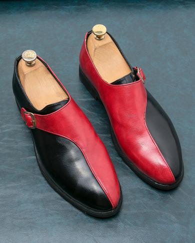 الراهب أحذية الرجال الأحذية بو اللون مطابقة الكلاسيكية شخصية الأعمال عارضة اليومية الرجعية زر واحد أزياء اللباس الأحذية