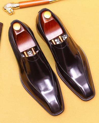 Italian Mens Dress Loafers Luxury Genuine Leather 2023 New Style Desiger Patent Leather Dress Business Wedding Social Sh
