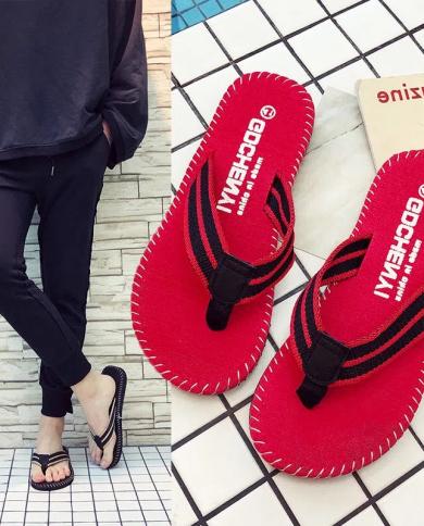 Fashion Slippers Men Shoes Summer Beach Breathable Shoes Sandals Home Slipper Flip Flops Flat Indoor House Black Chausso