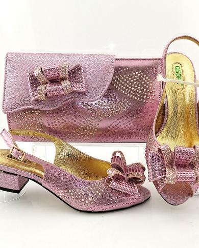 Qsgfc Italian Design Nigerian Lastest Party Orange Color Ladies Shoes And Bag Set Decorated With Narrow Band And Crossti
