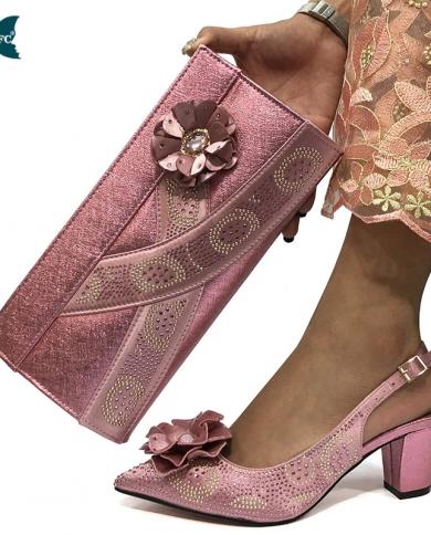  New Arrival Shoe And Bag Set For Party Italian Design Shoe With Matching Bag New Ladies Matching Shoe And Bag In Pink C