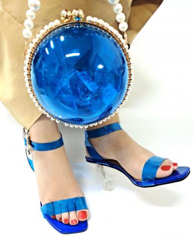 Italian Design Fashion Unique Style Ladies Shoes And Bag Royal Blue Color Women Shoes And Bag For Party Wedding  Pumps