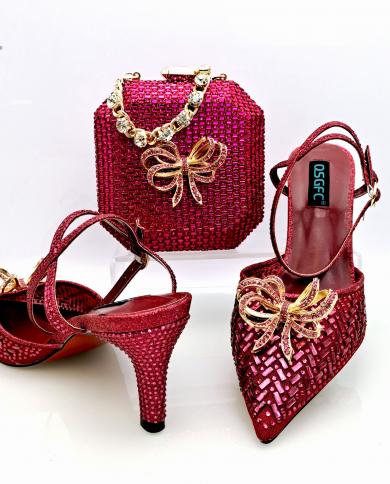 Qsgfc 2023 Ins Girly Style Shoes And Mini Bag Stiletto Shoes And Selected Big Rhinestone  Shoes Bag