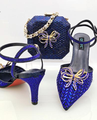 Qsgfc 2023 Italian Design Ins Girly Style Shoes And Mini Bag Stiletto Shoes And Selected Big Rhinestone  Shoes Bag