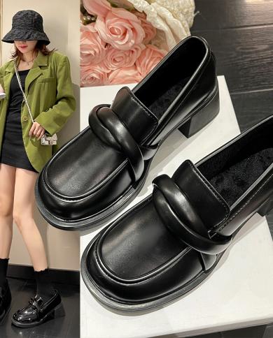 Shoes For Woman High Heels Patent Leather Loafer Shoes For Women Spring Autumn Slip On Casual Solid Color Soft Sole Flat