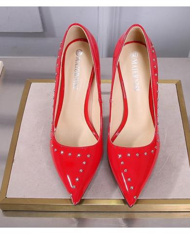 New Classical Elegant Single Women Shoes Super High Heels 16cm Pumps Shoes Patent Leather Point Toe Thin Heels Lady Wedd