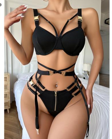 Ellolace Fine Lingerie Female Underwear Seamless New In Matching Sets Lace 3 Pieces Garter Belt Intimate Bra And Panty S