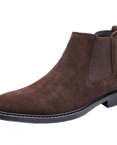Chelsae Boots For Men Fashion Designer Men Ankle Boot High Grade Slip On Buckle Strap Wingtip Grey Black Shoes Basic Boo