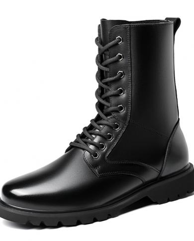 Black Men Boots High Top Motorcycle Boots Winter British Style Mens Military Shoes Fashion Autumn  Mens Boots