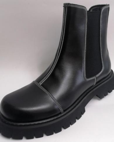 Waterproof Snow Boot Men Invisible Heel Man Fashion Chelsea Boots Military High Top Mens Streetwear Platform Sneaker  M