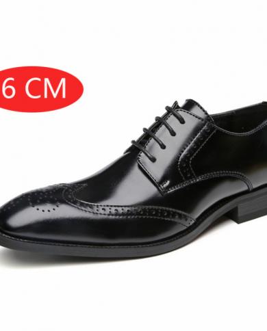 6cm Internally Increased Men Formal Leather Heeled Shoes Mens Business Office Derby Shoes Gentleman Wedding Elevator Ox
