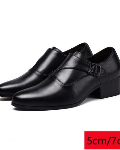 Mens Dress Shoes High Heel  Mens Heel Business Shoes  Black Office Shoes Men  Mens Dress Shoes  