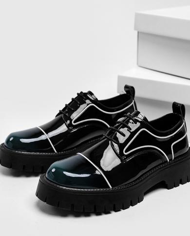 Green Patent Leather Shoes Mens  Men Shoes Taller Casual  Green Taller Shoes Men  Leather Casual Shoes  