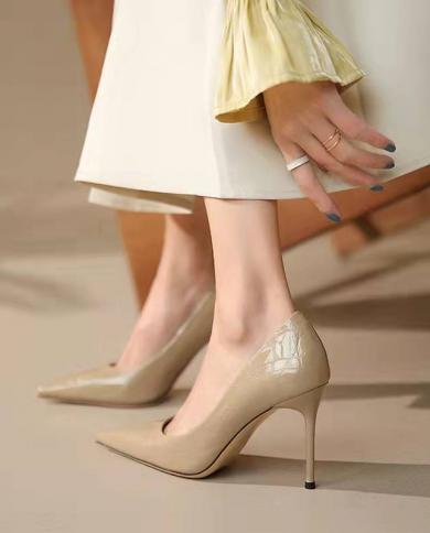 2022 Summer New Pointed Toe Thin Heels Shallow Single Shoes Temperament Dress Office Career  High Heels Zapatos De Mujer