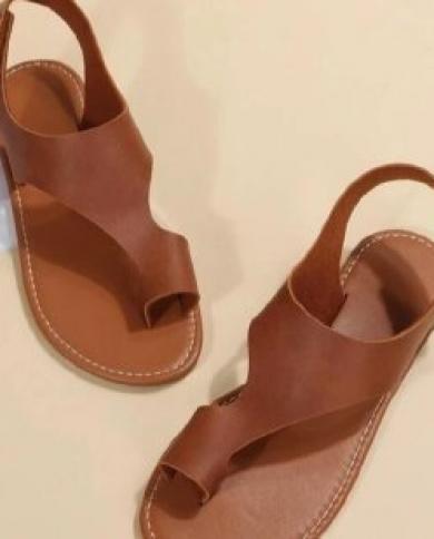 2023 Women S Flat Sandals Pu Leather Open Toe Ladies Beach Shoes Summer  Slippers Sandals Buckle Strap Flip Flops Sandal