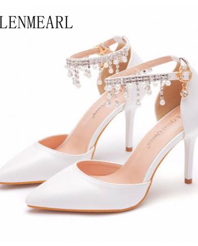 Sandalias de mujer, zapatos de tacón, zapatos de tacón para mujer, zapatos de boda con perlas, zapatos de vestir de fiesta para 