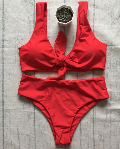 Red Swimsuit Push Swimwear  Wine Red Bikini Swimsuit High   High Waist Bikini  