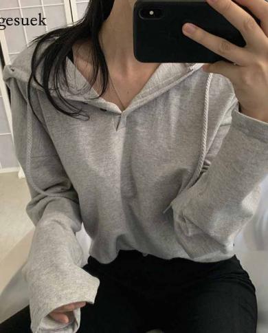 Solid Pullover Cotton Sweatshirts Autumn  Style Hedging Button Loose Hoodies Women All Match Long Sleeve T Shirts 11541h