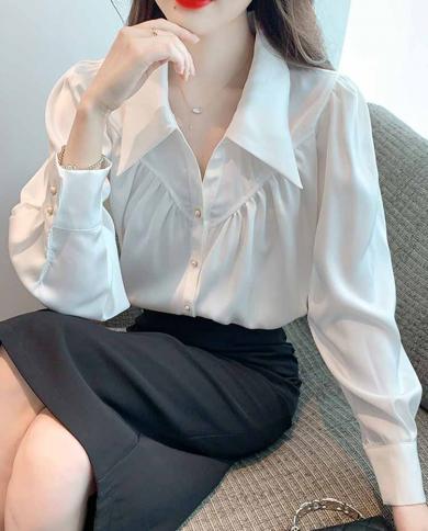 Puff Long Sleeve Blouses Office Buttons Woman Tops Blusas Fashion Elegant Women White Shirt 2023 Vintage Female Clothing