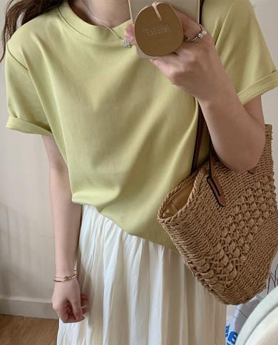 Fashion Summer Casual T Shirt O Neck Short Sleeve Women 2023 Simple T Shirt Loose Solid Tee Tops Blusas Elegant Clothing