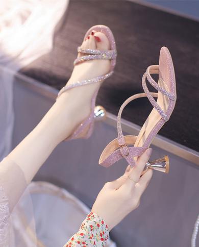 Luxury Party Women Gladiator Sandals Summer 2022  Rhinestones Heel Shoe For Women Shoes Free Shipping Wedges Ladies Shoe