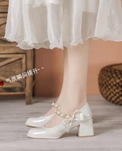 Bow Lolita Shoes For Women High Heels Elegant Woman Shoes For Women 2022 Designer Luxury Autumn Mary Jane Shoes Free Shi