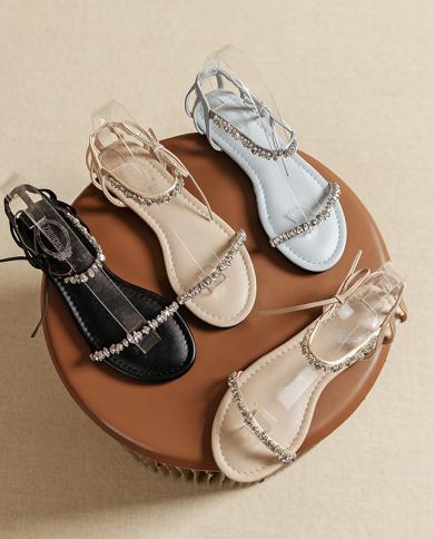 34 35 36 37 38 39 40 Fashion Rhinestones Ladies Summer Sandals For Women Sports Female Flat Casual Shoes Elegant Sandals