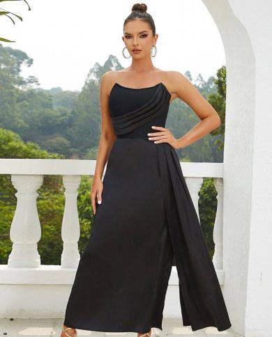  Pleated Long Bandage Dress Off The Shoulder Strapless Backless For 2023 Women  Elegant Party Evening Fashion Maxi Dress