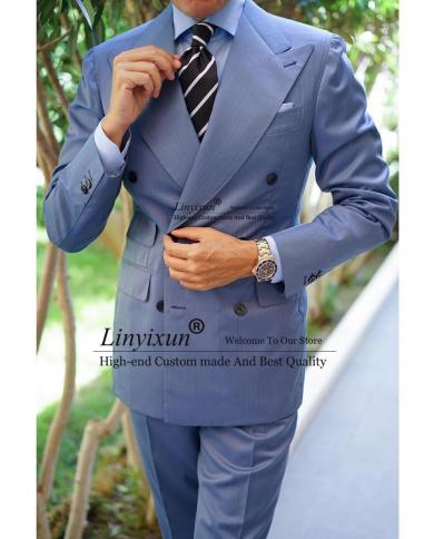 Fashion Mens Slim Suits 3 Piece Jacket Vest Pant Set Formal Business Blazer Double Breasted Wedding Groom Tuxedo Terno M
