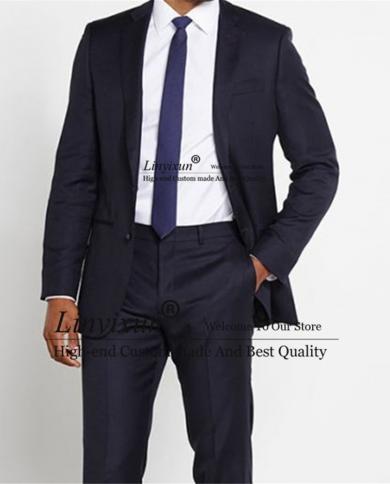 Classic Black Mens Suits Formal Business Blazer Slim Fit Office Workwear Banquet Tuxedo 2 Piece Set Jacket Pants Terno M