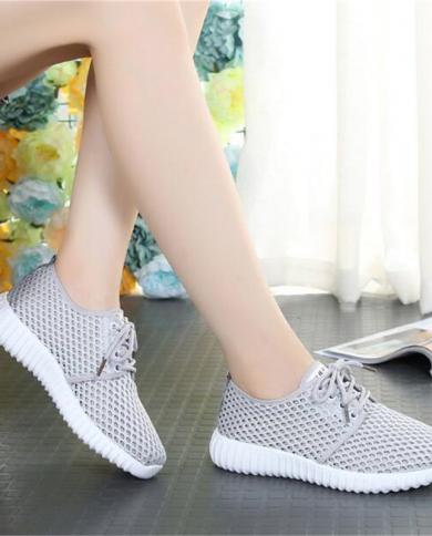 New Women Vulcanize Shoes Summer Mesh Casual Shoes Flat Soft Bottom Sneakers Breathable Outdoor Women Shoe Y85  Womens 