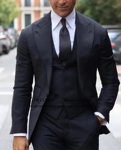 Classic Mens Suits Formal Business Blazer Masculino 3 Piece Jacket Vest Pants Set Slim Fit ​tuxedos Wedding Groom Cost