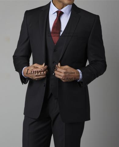 Black Daily Suits For Men Formal Business Blazer Slim Fit 3 Piece Set Wedding Groom Tuxedo Terno Masculino Jacket Vest P