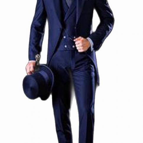 Italian Gentleman Style Wedding Man Long Tail Coat Groom Prom Tuxedos Formal Mens Suits Terno Masculino (jacket +pants +