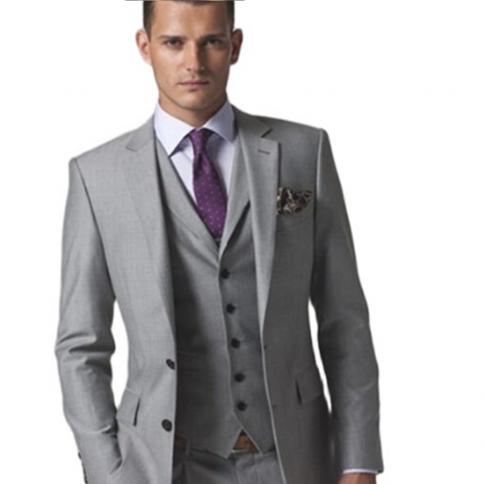 New Arrival Blzaer Sets Custom Made Light Gray Tailcoat Men Suit Set Slim Wedding Suits  Mens  Groom Tuxedos( Jacket+pan