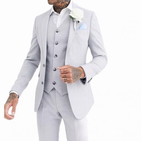 Blazer Sets Men Suit 3 Piece Wedding Grooms Set Fresh Slim Fit Tuxedos For Best Man Prom Suit For Men Blazer+vest+pants