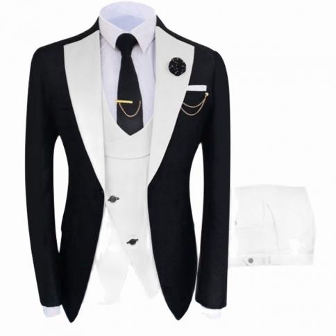 New Costume Homme Popular Clothing Luxury Party Stage Men's Suit Groomsmen Regular Fit Tuxedo 3 Peice Set Jacket+trouser