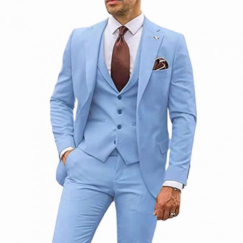 Male Suit Party Business Casual Groom Tuxedos Jacket Sets Notched Lapel Blazer Sets（blazer + Vest + Pants）slim Fit C