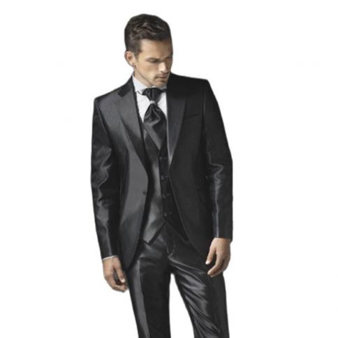 Latest Fashion Style One Button Black Groom Tuxedos Groomsmen Men's Wedding Prom Suits Bridegroom (jacket+pants+vest)