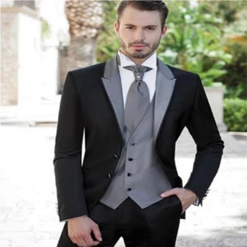 Grey Silver Mens Suits 2023 Wedding Suits For Groom Tuxedos (jacket+pants+vest) Three Pieces Groomsmen Suits Regular Big