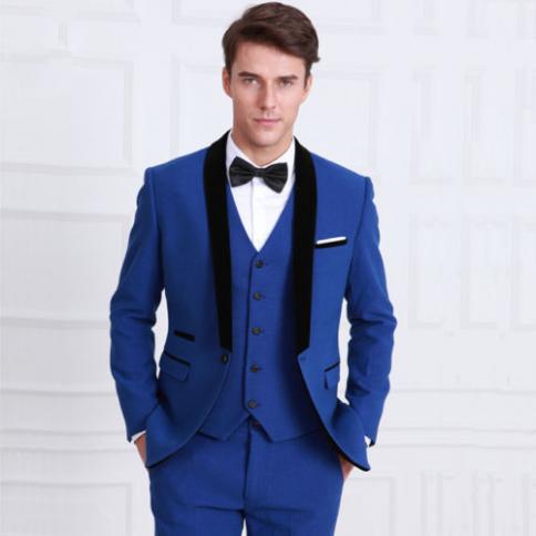 Terno Masculinos Completo Blazer Sets Royal Blue Mens Wedding  Fashion Smoking Diner Suits Custom Made Grooming Party  3
