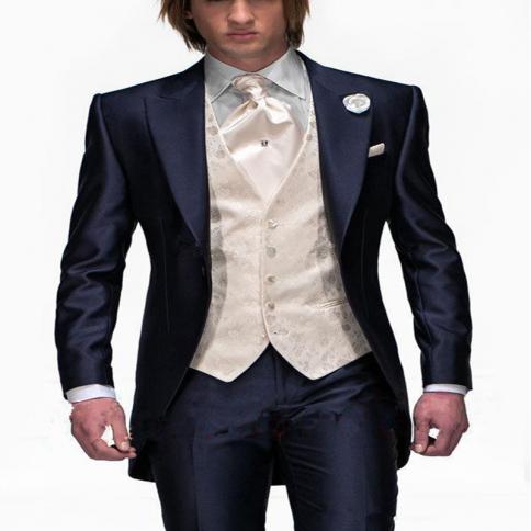 Latest Coat Pant Designs Mens Wedding Suits Navy Blue Groom Tuxedos Wedding Tuxedos Groomsmen Suit 3 Piece Best Men Suit