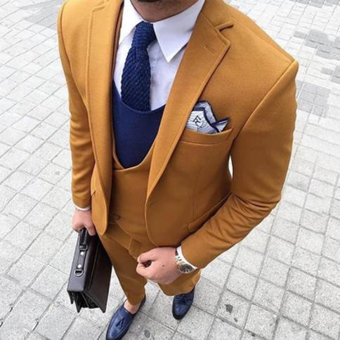 2022 New Fashion Mens Tweed Wool Suits Three Pieces Slim Fit Formal Shawl Lapel Business Tuxedos Groomman( Blazer+vest+p