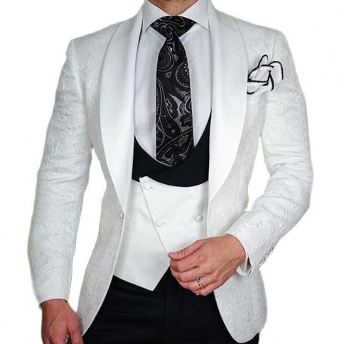 Esmoquin ajustado para padrino de boda, trajes con estampado Floral de 3 piezas para hombre, con pantalones, chaqueta de moda pa