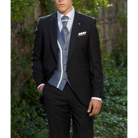 Trajes de Hombre Balzer, ocasión Formal, chaqueta negra, pantalones, chaleco de tres piezas, traje de lujo para novio, boda, tra