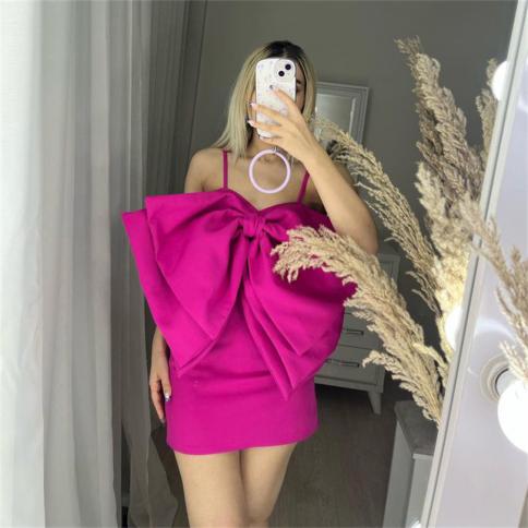 Pink Bodycon Evening Dresses Tiered Bows Spaghetti Straps Mini Graduation Formal Prom Dress Backless  Homecoming Party G