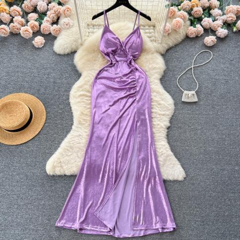 Robe de soirée longue de luxe pour femmes, tenue de soirée brillante, bretelles Spaghetti, enveloppée, moulante, été, 2023