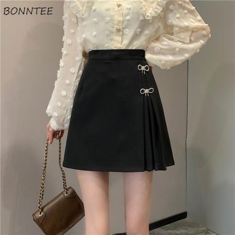 Skirt Women High Waist Cozy A Line Minimalist Solid All Match Casual Tender Fashion  Style Female Elegant Autumn Basic N